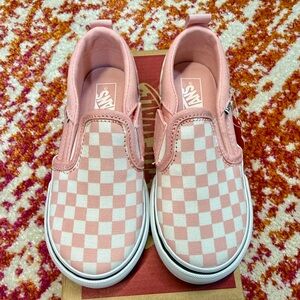Vans Kids Pink and White Checkered Sneakers